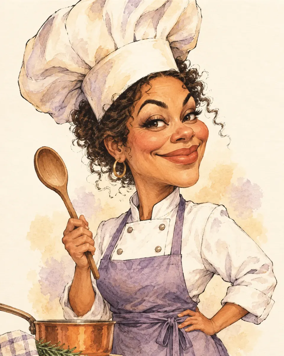 The chef caricature scene illustration
