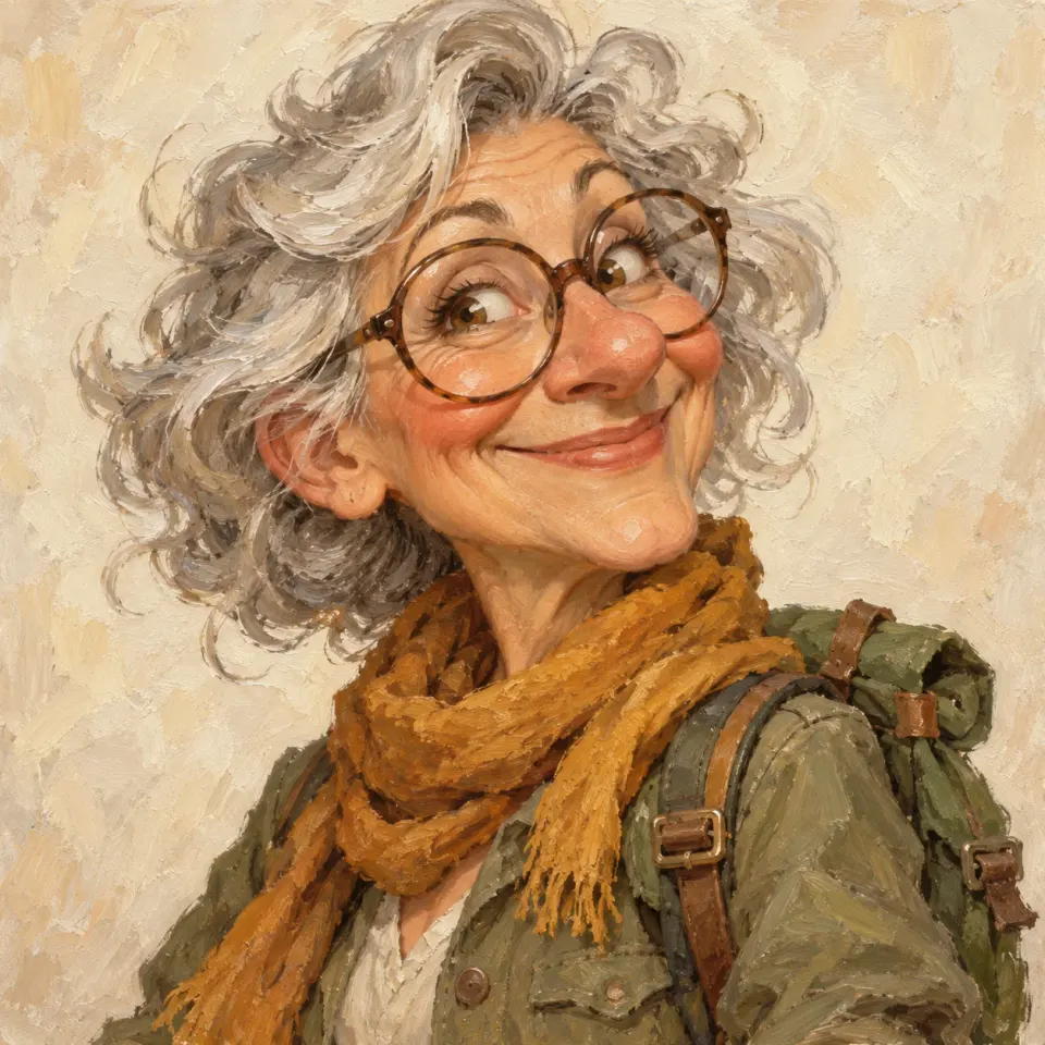 The adventurer caricature scene illustration