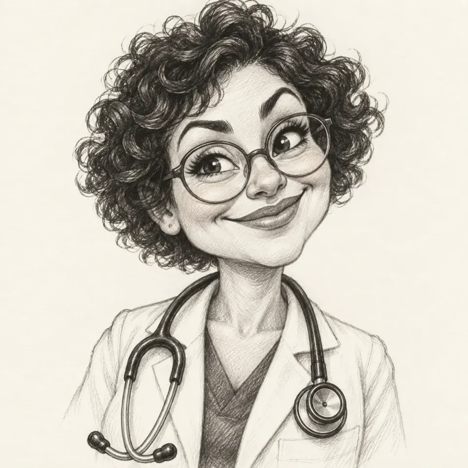 The doctor caricature scene illustration